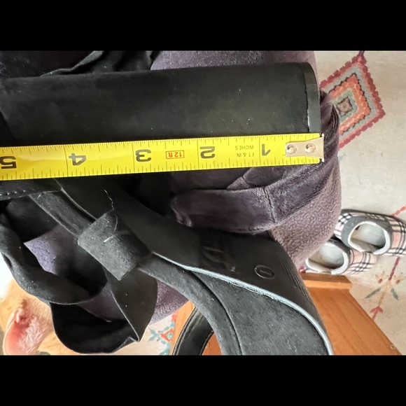 Fashion Nova, 5” chunk heel, suede black tie ups. - Picture 7 of 7